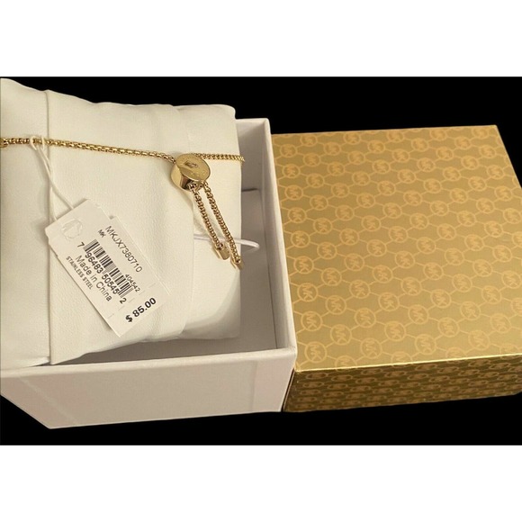 Michael Kors MK Padlock Slider Bracelet Crystals Gold MKJX7380710 Nib $85.00 - Picture 5 of 6